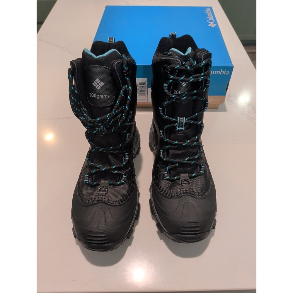 Columbia Bugaboot III Black Teal Woman's Insulated Waterproof Snow Boots Size 7
